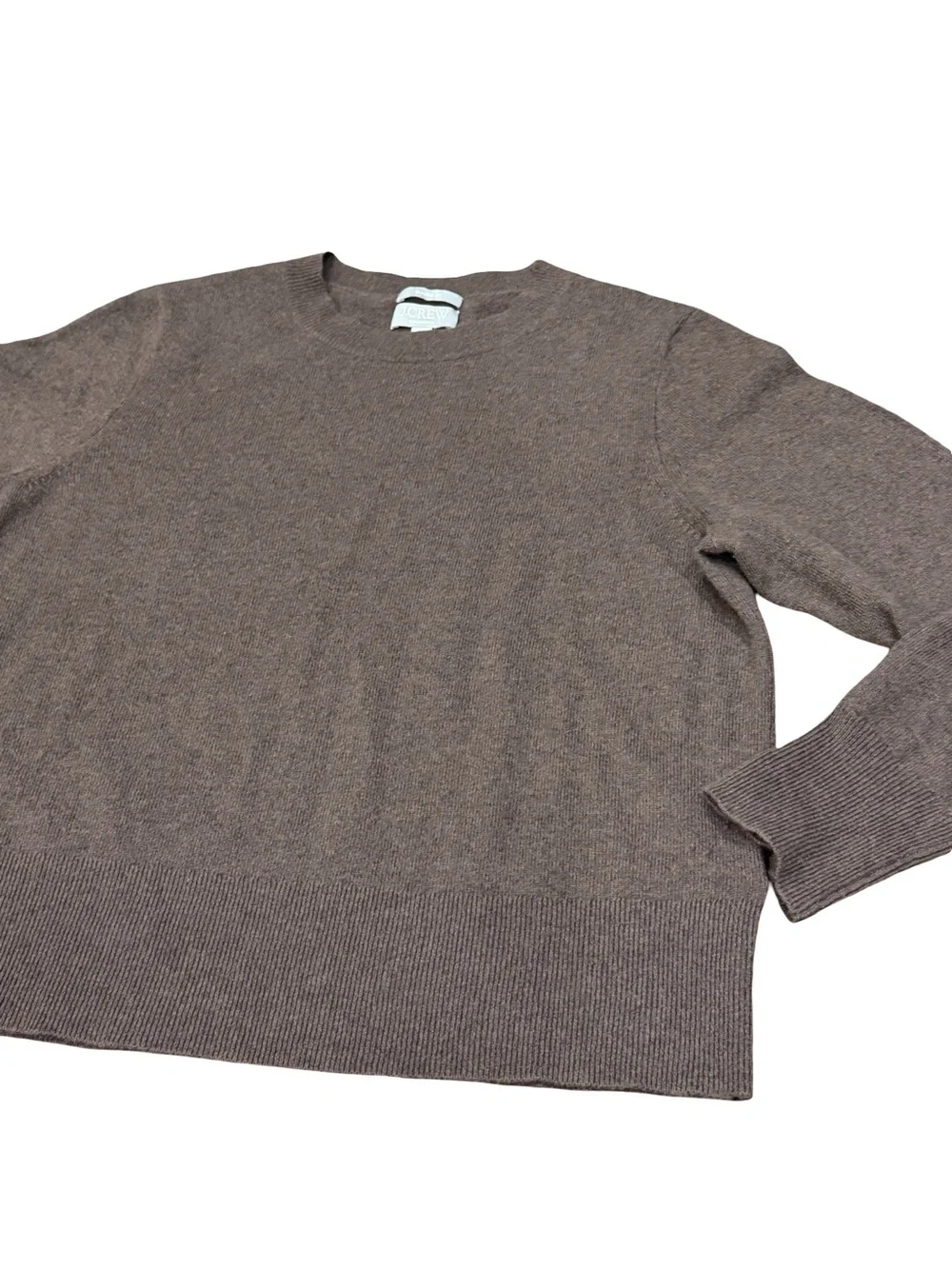🤎 J.Crew 100% Cashmere Crewneck Sweater Women's Large Brown Luxury Knit